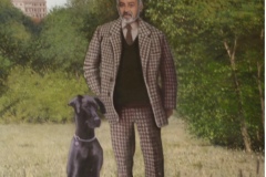 Portrait of Bob Parsons and Great Dane Trudy