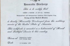 Bob Parsons honourable discharge 1945