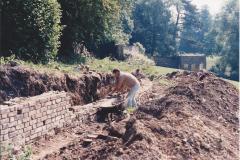 1980's rebuilding lake garden wall Newark Park