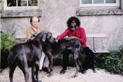 Clifford Possum and Michael Claydon with Great Danes  Portia and Misty Newark Park