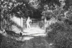 1890 Mr Dickinson at gate to south drive Newark Park