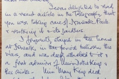 page 1 1980 letter Newark Park garden
