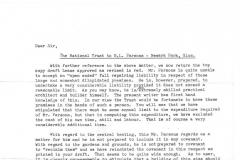 Bob Parsons lease letter Newark Park 1971